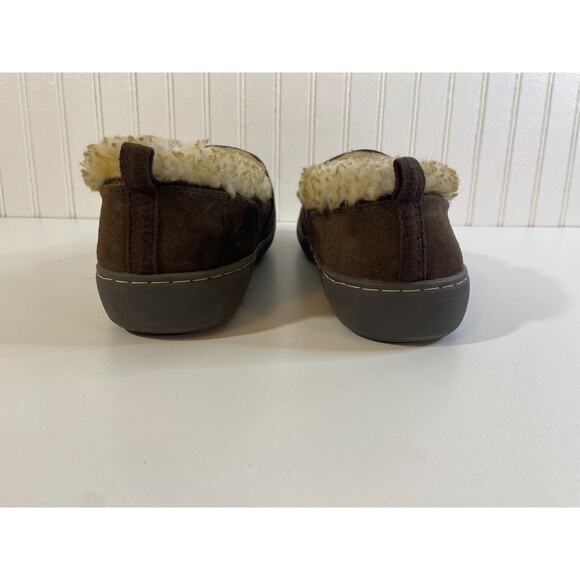 Magellan Slipper Mens 9 Moccasin Brown Suede Leather Fur Lined Comfort Casual - Picture 10 of 14